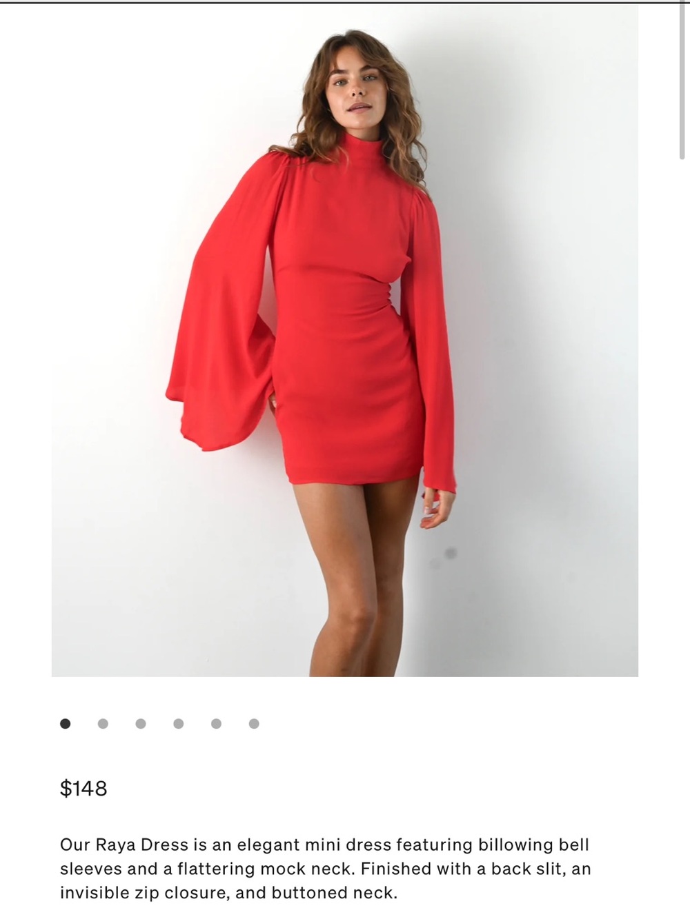 Yellow the label XL Raya Red Mini Dress with Billowing Bell Sleeves